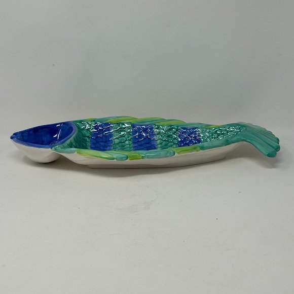 Gibson Ceramic Blue & Green Fish Platter - Picture 3 of 5